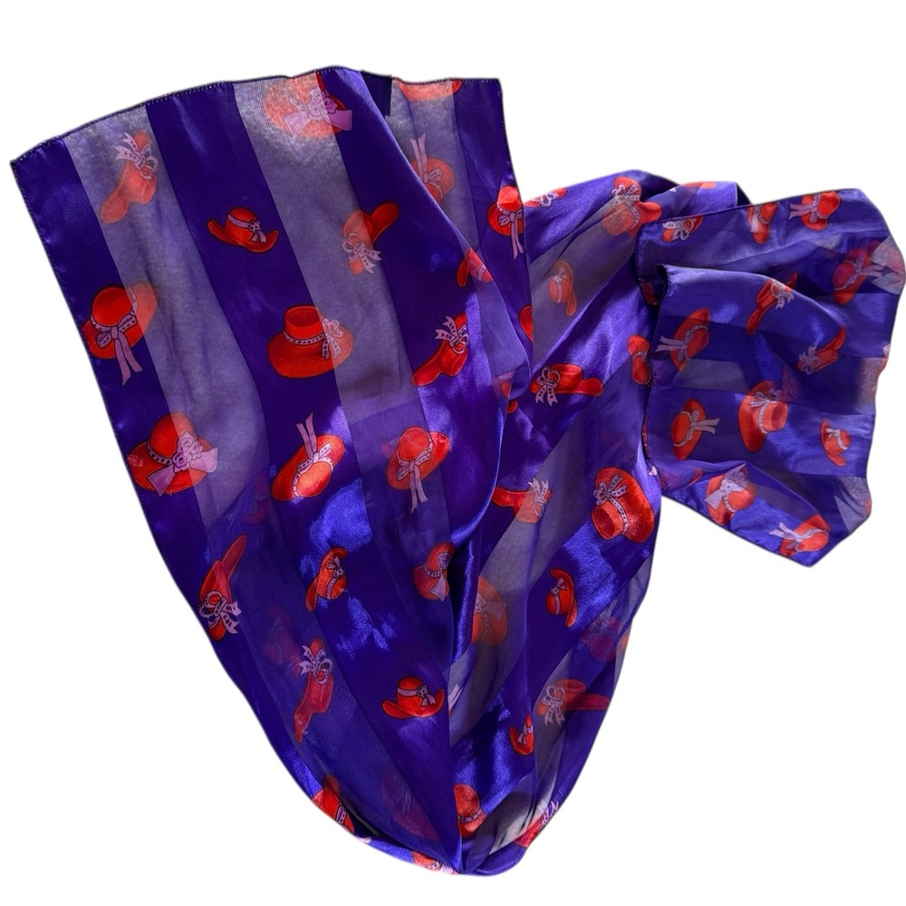 Red Hat Society Purple Women's Scarf with Red Hat Motif - Picture 3 of 7